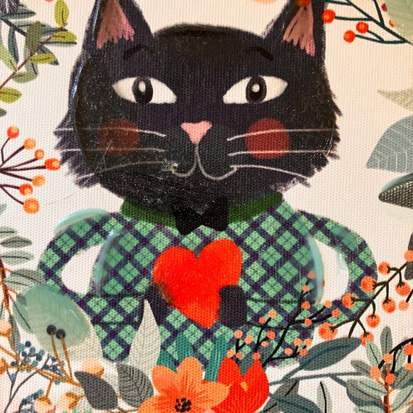 Vintage Mia Charro Cat And Heart Print- Waxed Print on Wood Block Frame - Picture 4 of 8